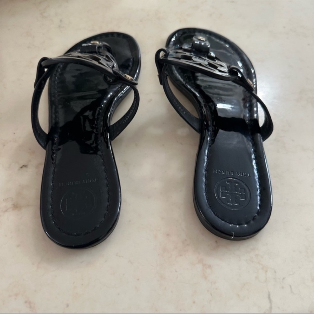 Tory Burch Miller Sandals Patent Leather Black size 7 - Picture 5 of 8